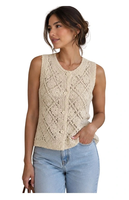 NATURAL CROCHET VEST