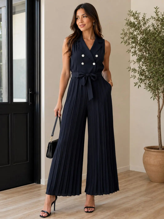 Pleated Palazzo Jumpsuit